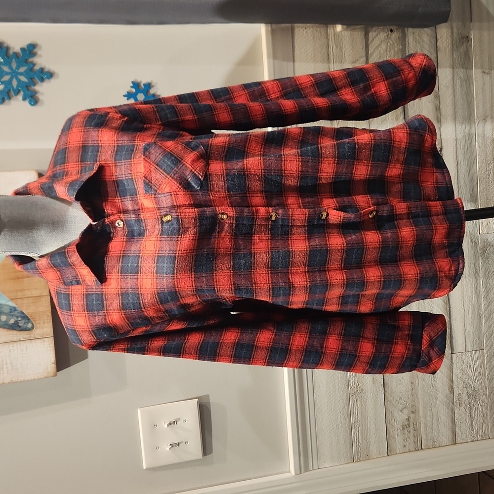 Michel Women's sz XL  Sherpa Lined Plaid Button Down Flannel Shirt